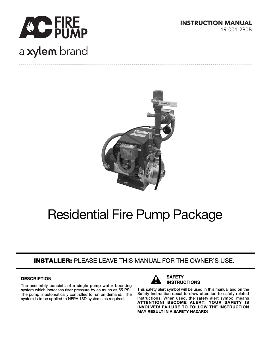 19-001-290B Residential Fire Pump Package