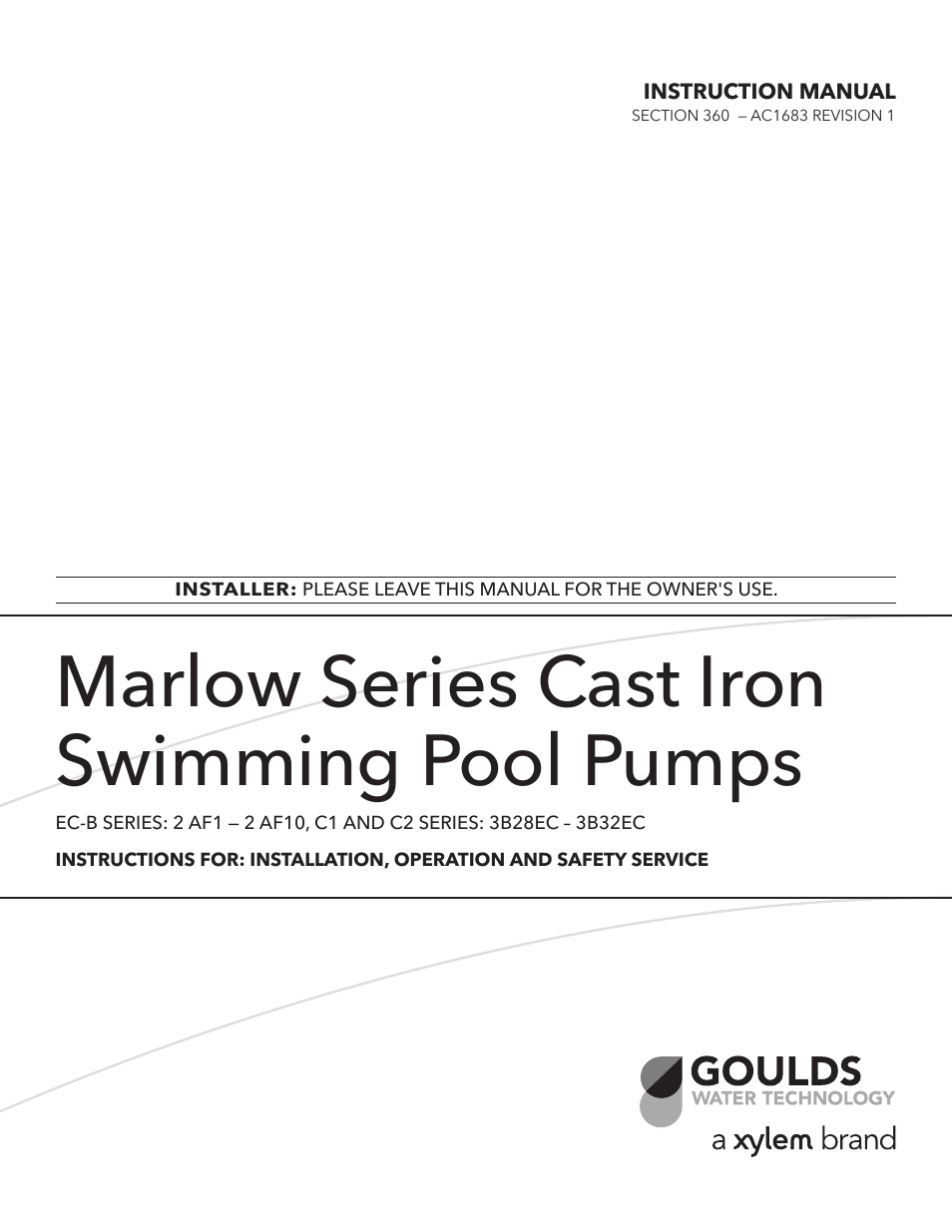 AC1683 R1 Marlow Series Cast Iron Swimming Pool Pumps