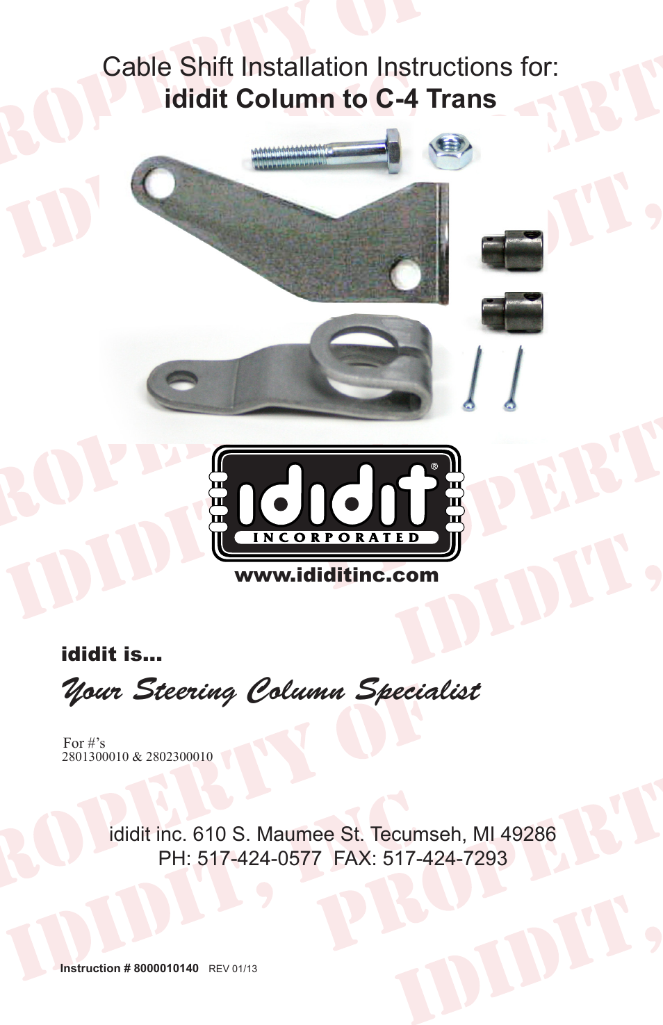 Cable Shift Linkage Kit: Column to Ford C-4 Transmission
