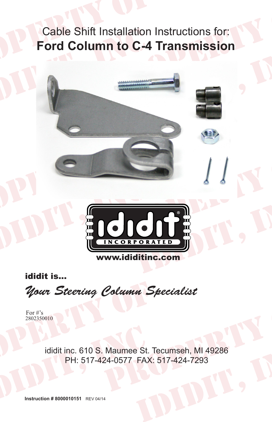 Cable Shift Linkage Kit: Ford Column to Ford C-4 Transmission