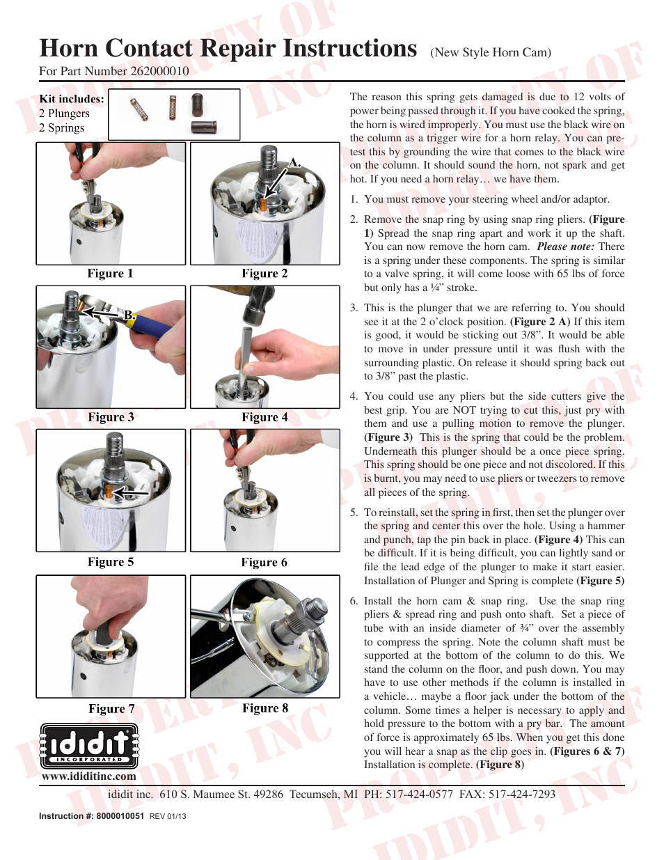 Horn Contact Repair Instructions – New Style Horn Cam