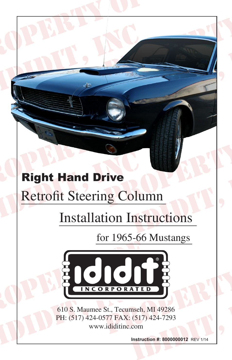Right Hand Drive & Collapsible Steering Column: RHD 1965-66 Mustang