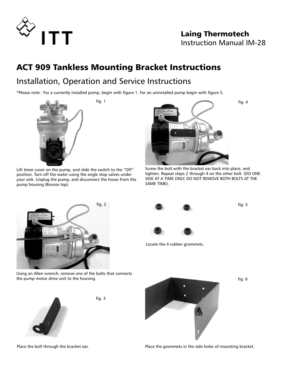 IM 28 ACT 909 Tankless Mounting Bracket Instructions (obsolete)