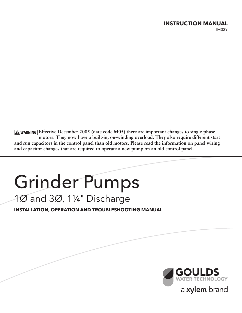IM039 R04 Grinder Pumps 10 and 30 1_1/4 Discharge