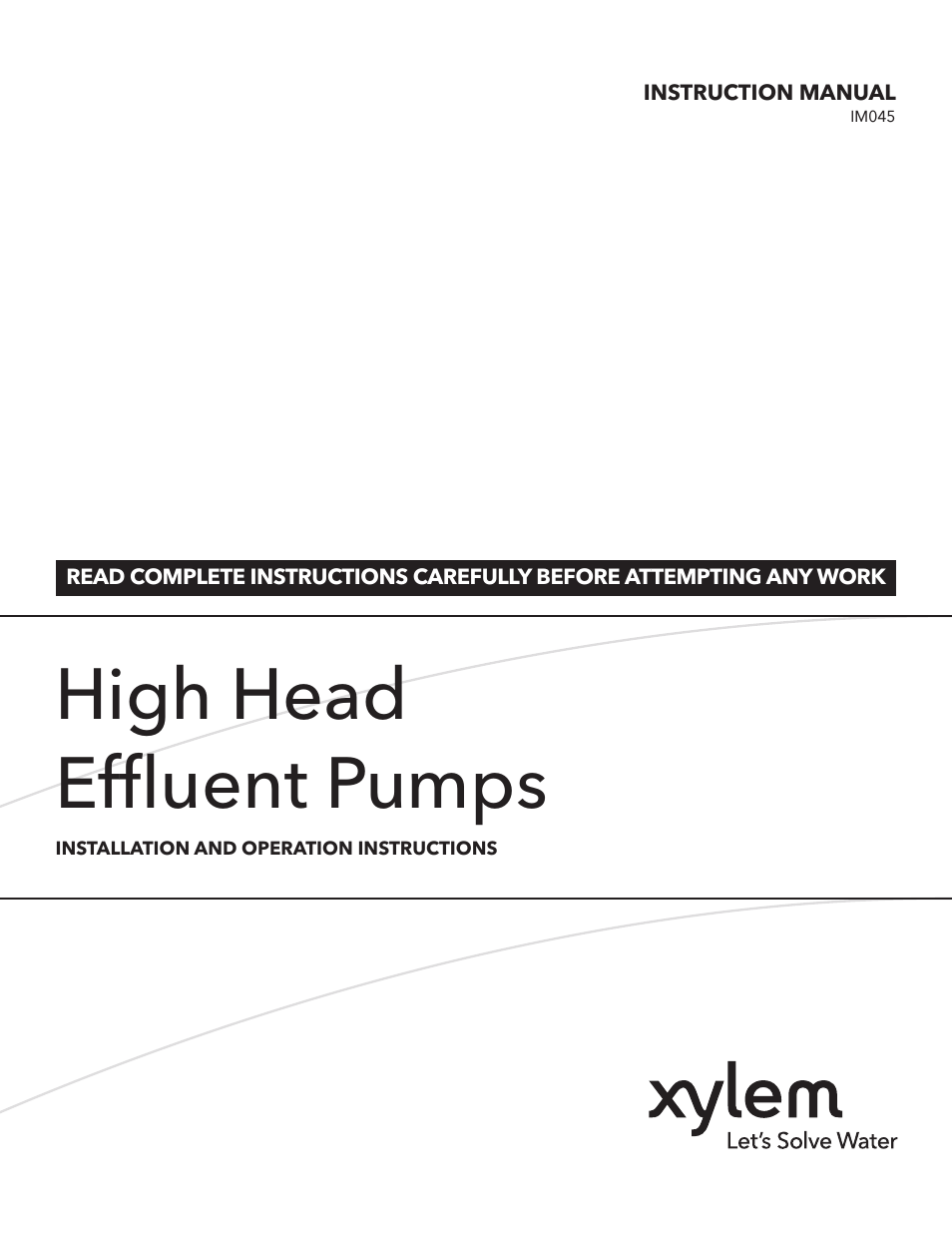 IM045 R03 High Head Effluent Pumps