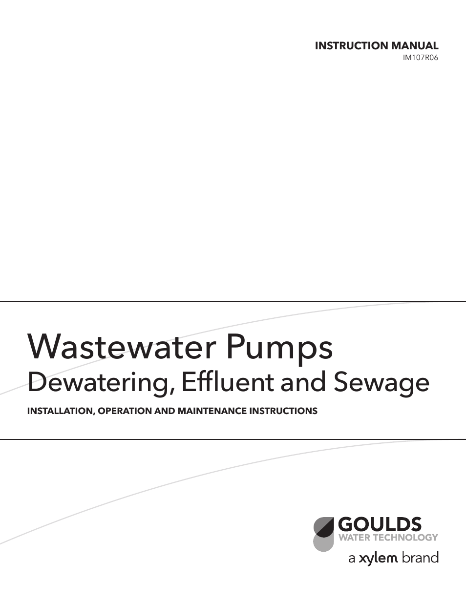 IM107R06 Wastewater Pumps Dewatering, Effluent and Sewage