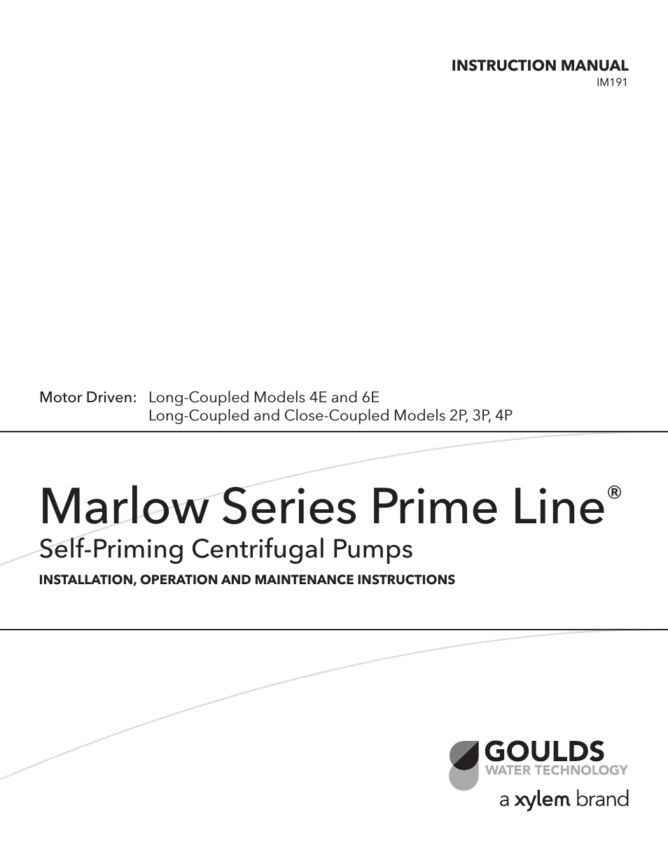 IM191 R03 Marlow Series Prime Line Self-Priming Centrifugal Pumps