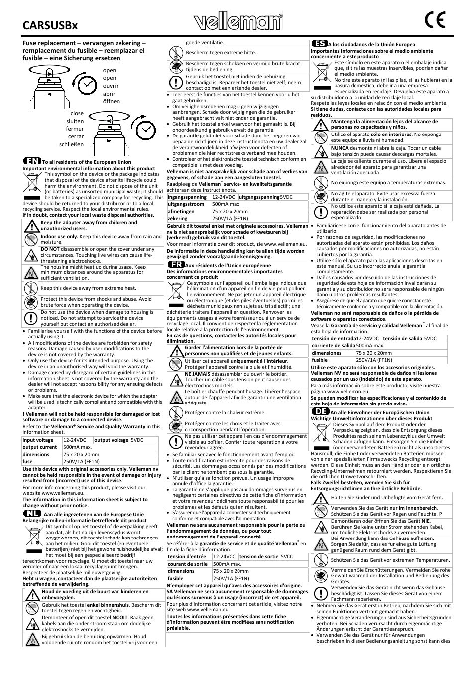 CARSUSBx User Manual