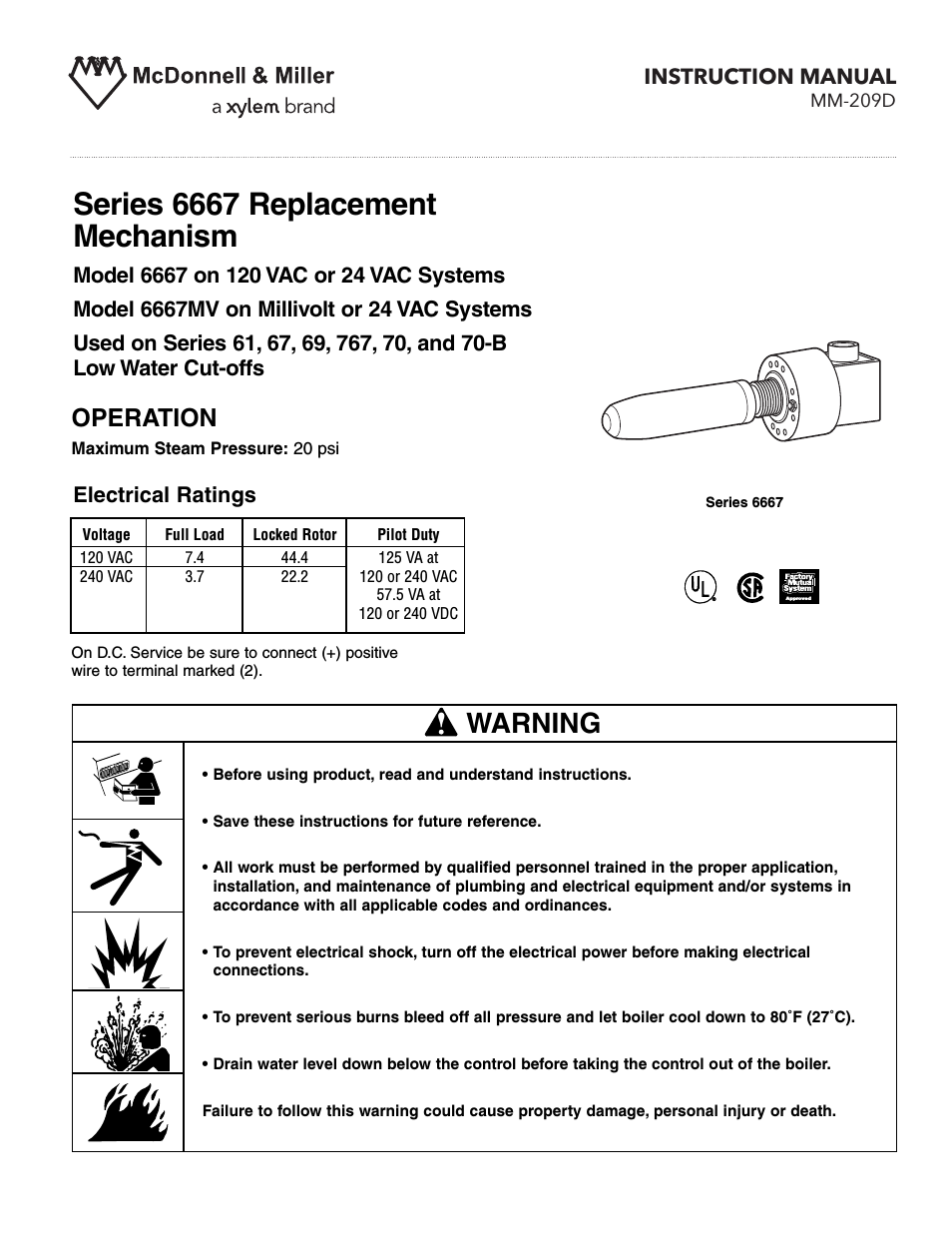 MM 209D Series 6667 Replacement Mechanism
