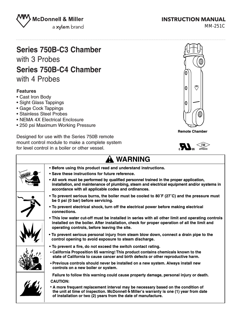MM 251C Series 750B-C3 Chamber with 3 Probes Series 750B-C4 Chamber with 4 Probes
