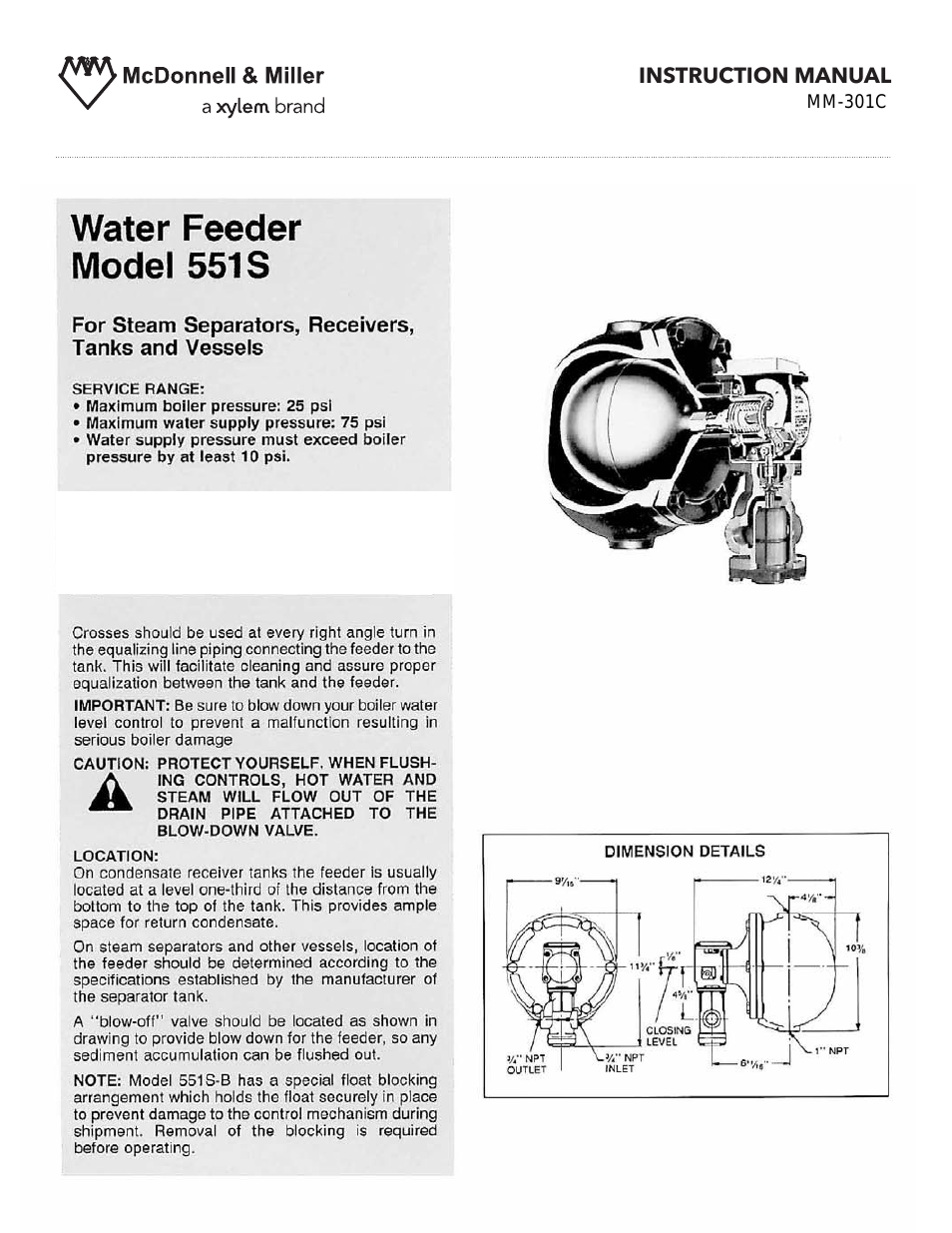 MM 301C Model 551S Water Feeder
