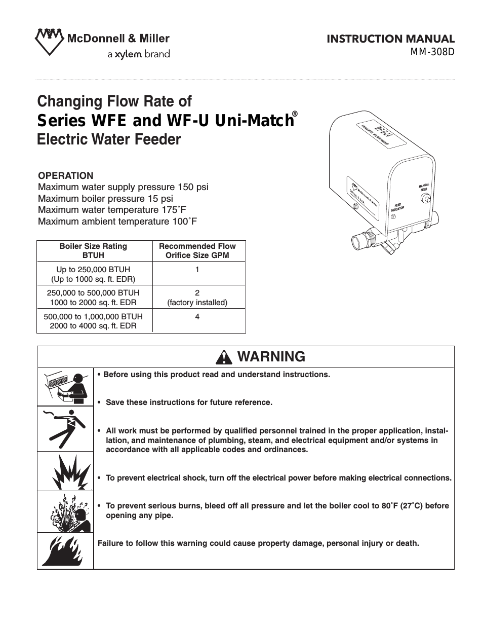 MM 308D Changing Flow Rate of Series WF-U Uni-Match Electric Water Feeder