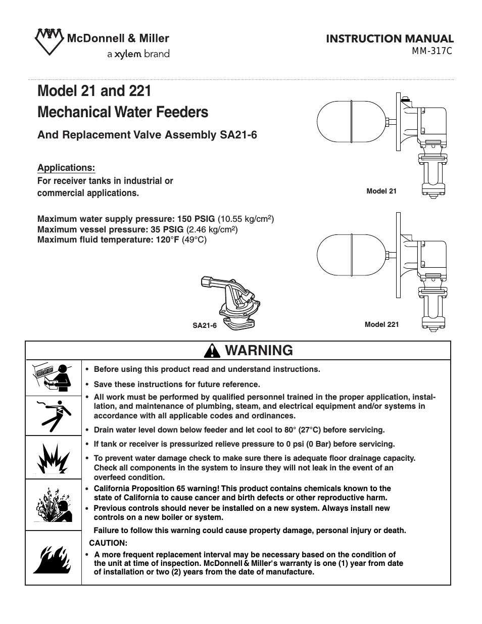 MM 317C Models 21 & 221 Mechanical Water Feeders
