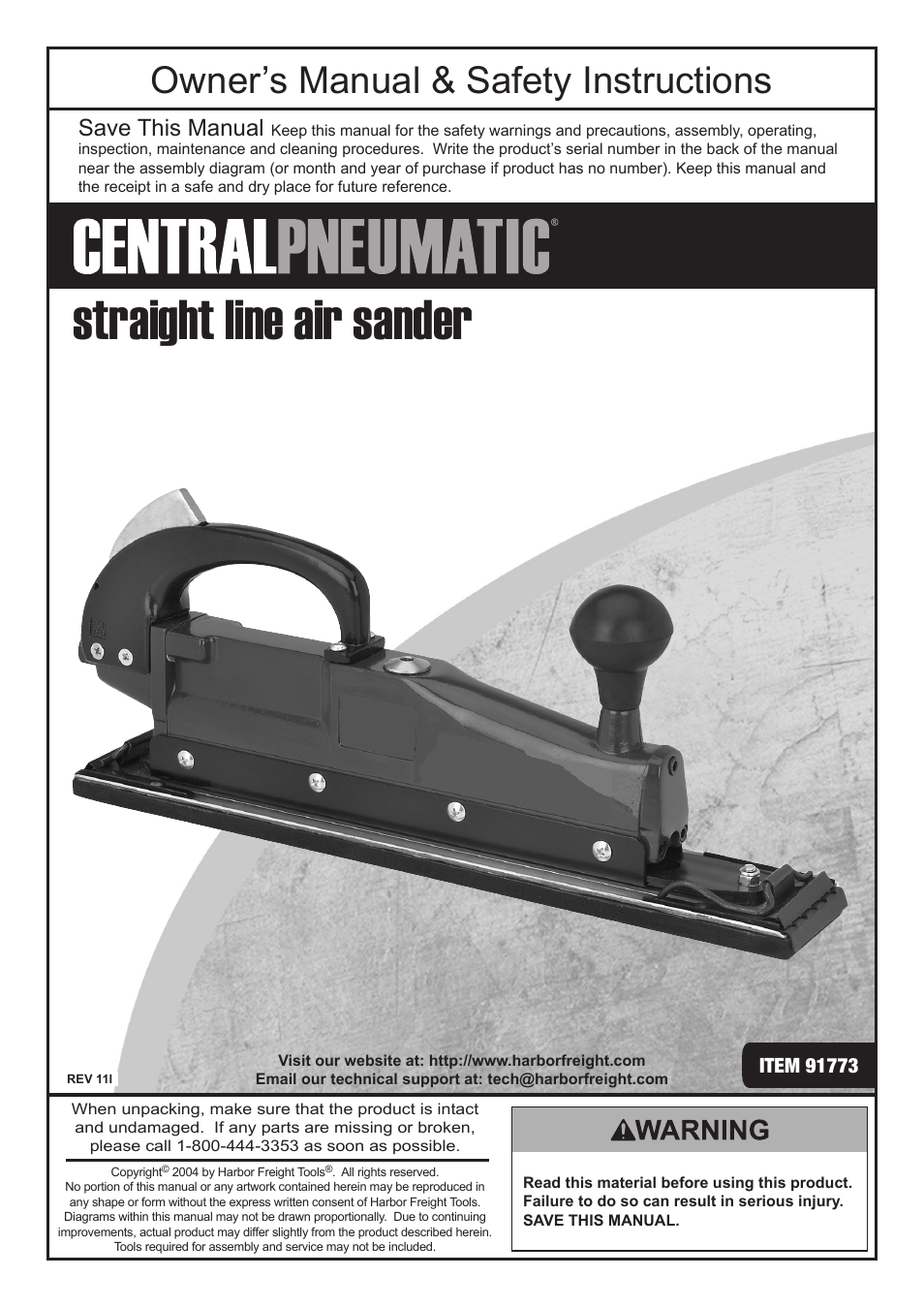 CENTRAL PNEUMATIC 91773