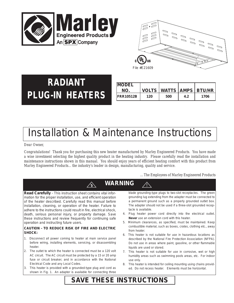 Radiant Plug-in Heaters FRR10512B