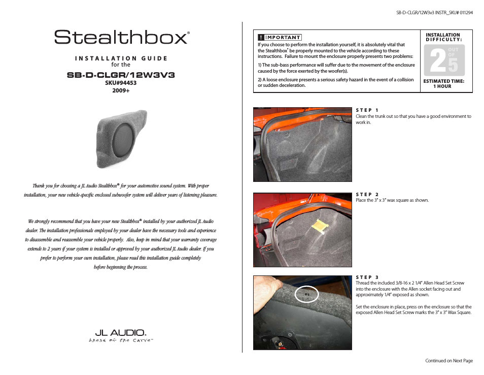 Stealthbox SB-D-CLGR/12W3V3