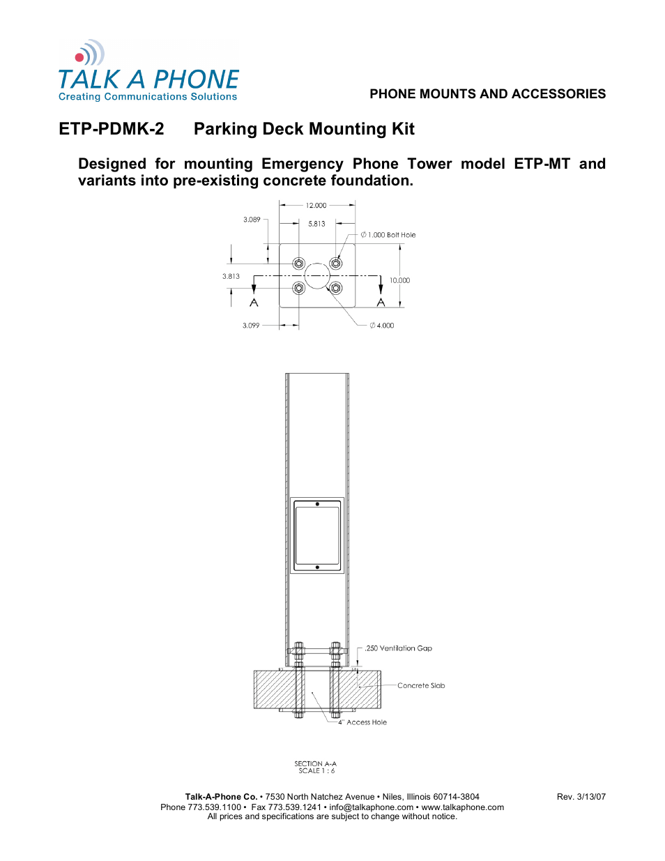 ETP-PDMK-2 Parking Deck Mounting Kit