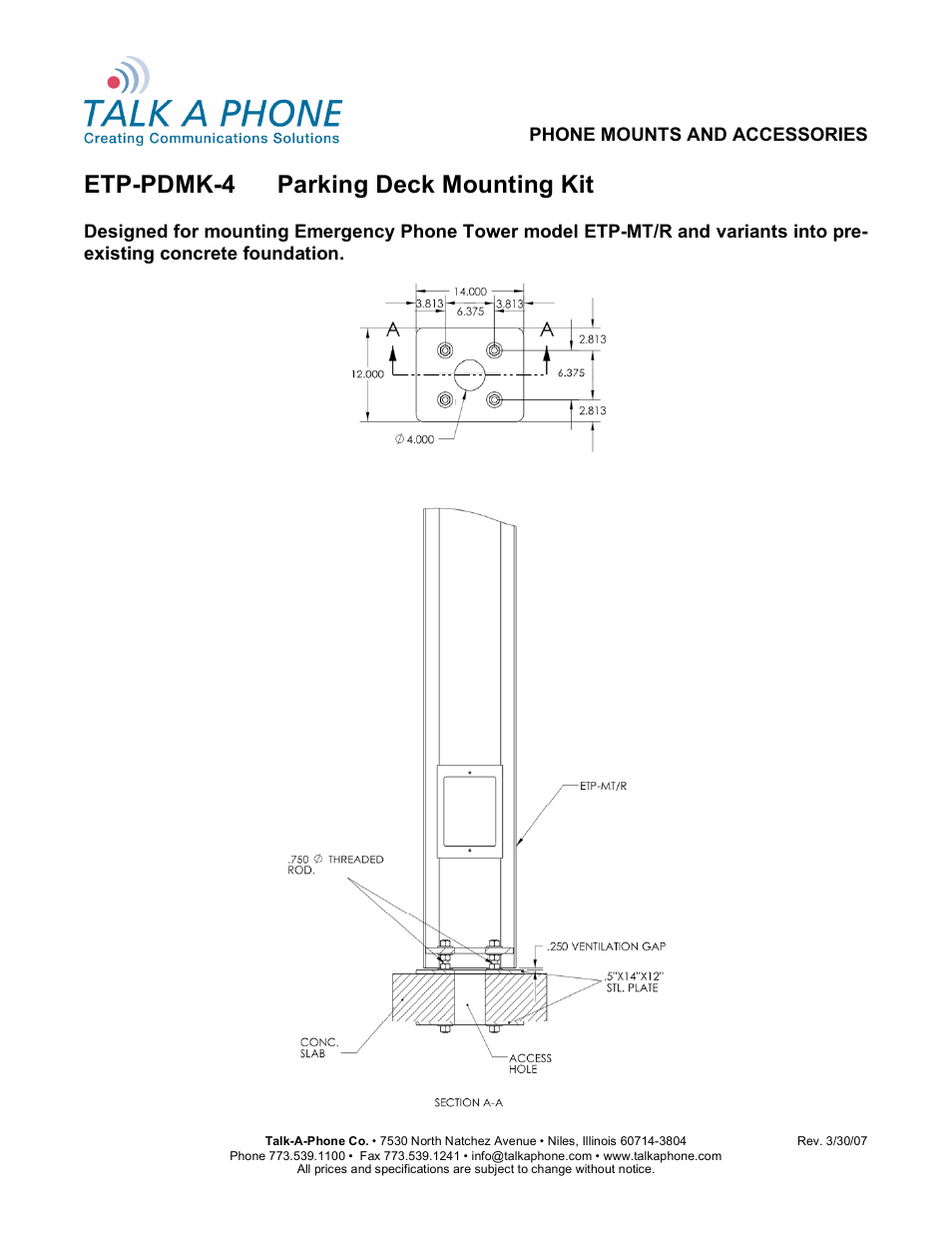 ETP-PDMK-4 Parking Deck Mounting Kit