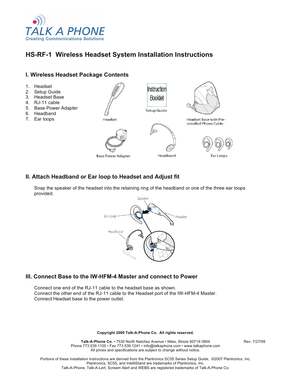 HS-RF-1 Wireless Headset