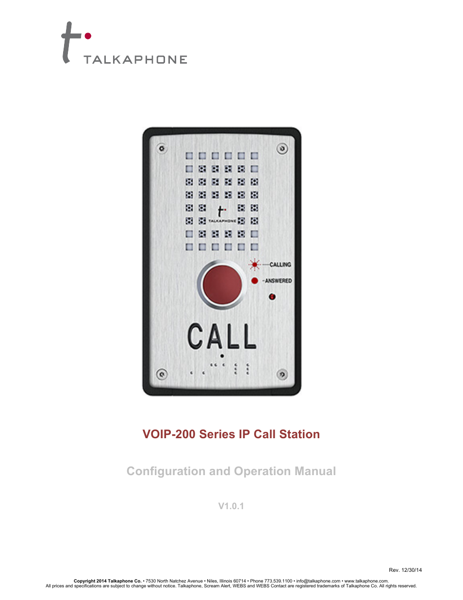 VOIP-201C Surface Mount Single Button Compact IP Call Station
