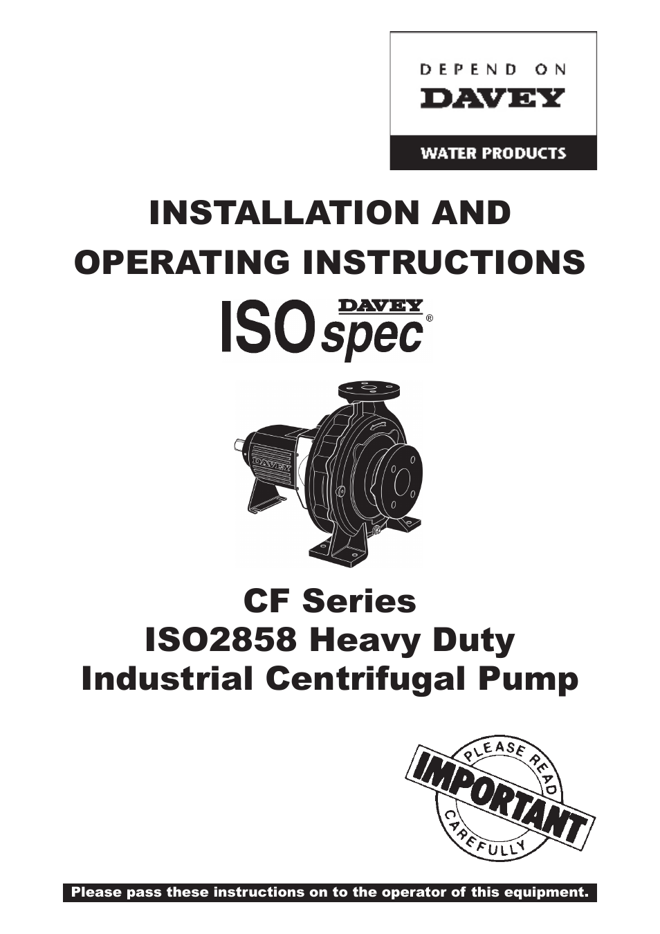 ISOSPEC CF Series ISO2858 Heavy Duty Industrial Centrifugal Pump