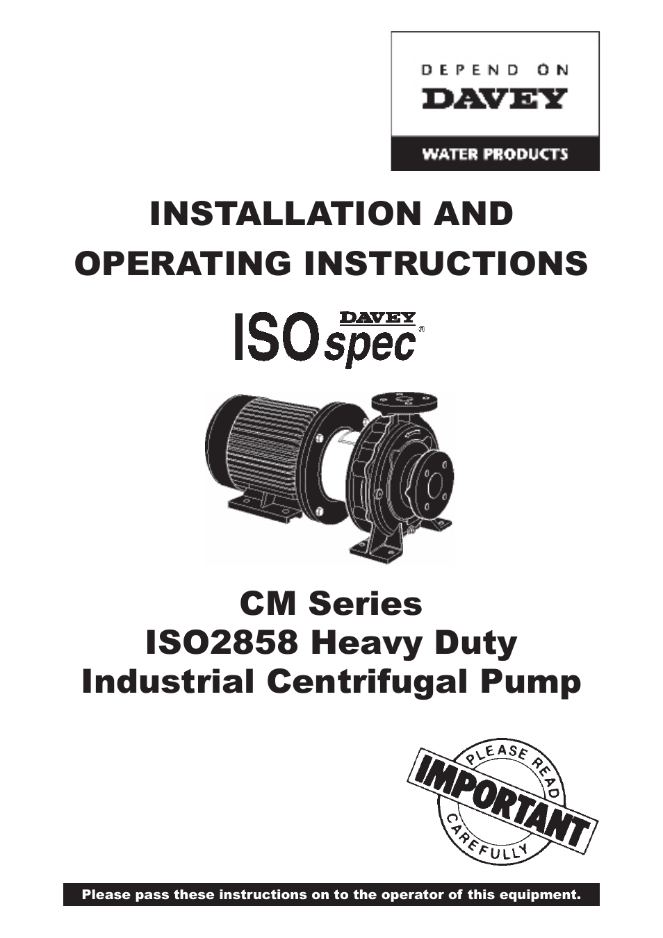 ISOSPEC CM Series ISO2858 Heavy Duty Industrial Centrifugal Pump