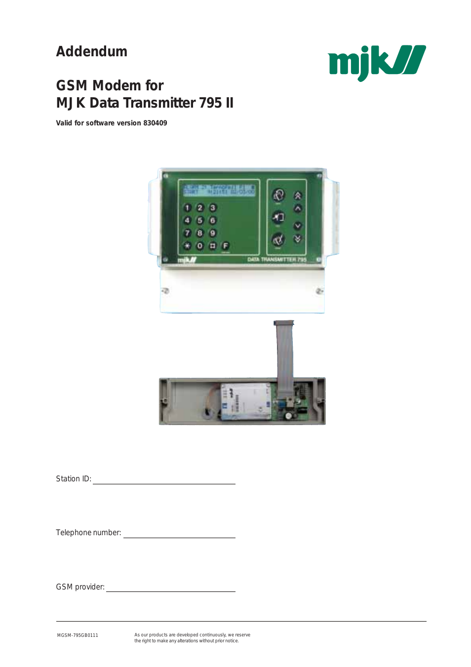 795 II MJK Data Transmitter - GSM Modem