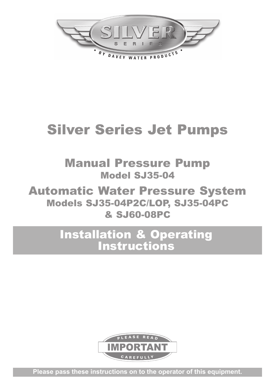 SJ35-04P2C/LOP Automatic Water Pressure System
