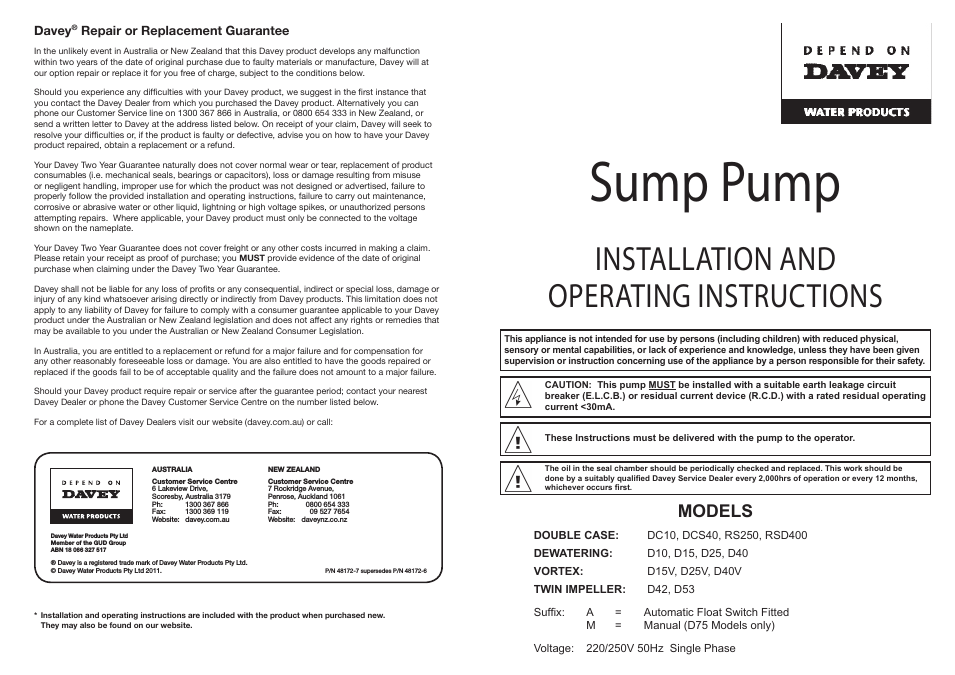 Sump Pump D42, D53