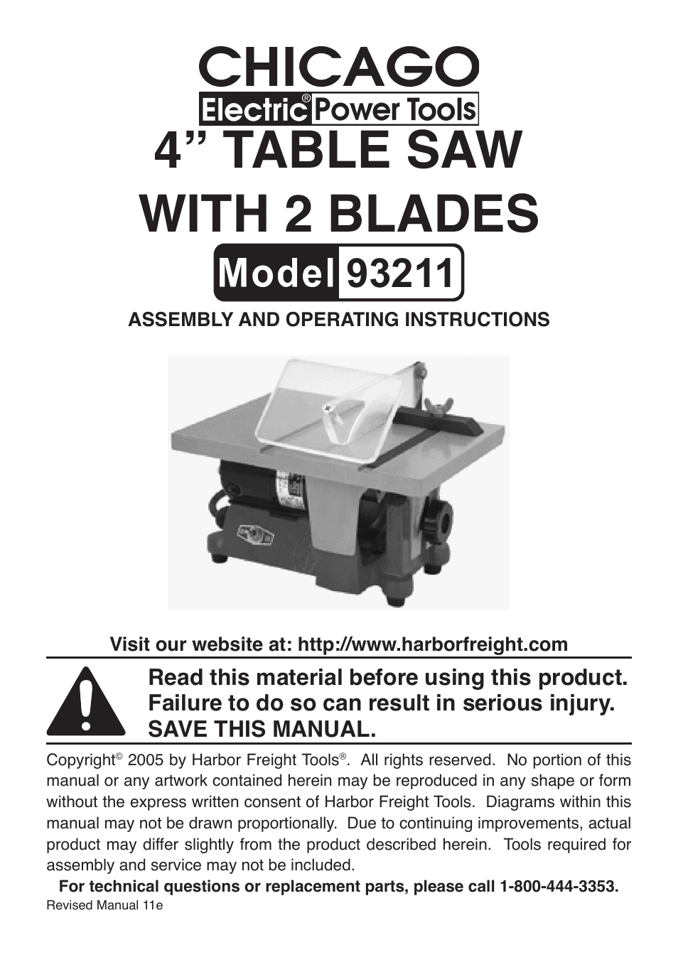 Chicago Electric 4" Table Saw with 2 Blades 93211