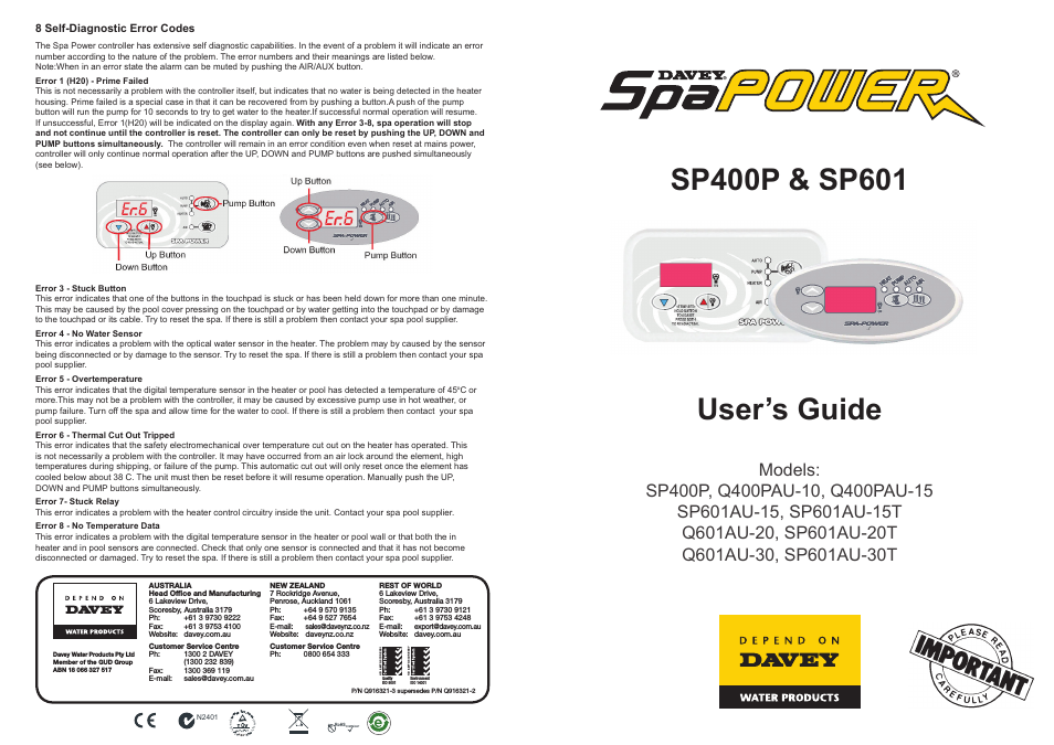 SP601 Series SPAPOWER CONTROLLERS