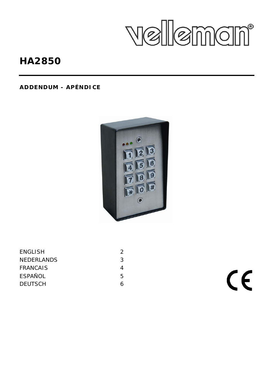 HAA2850 Setting Master Code and User Code