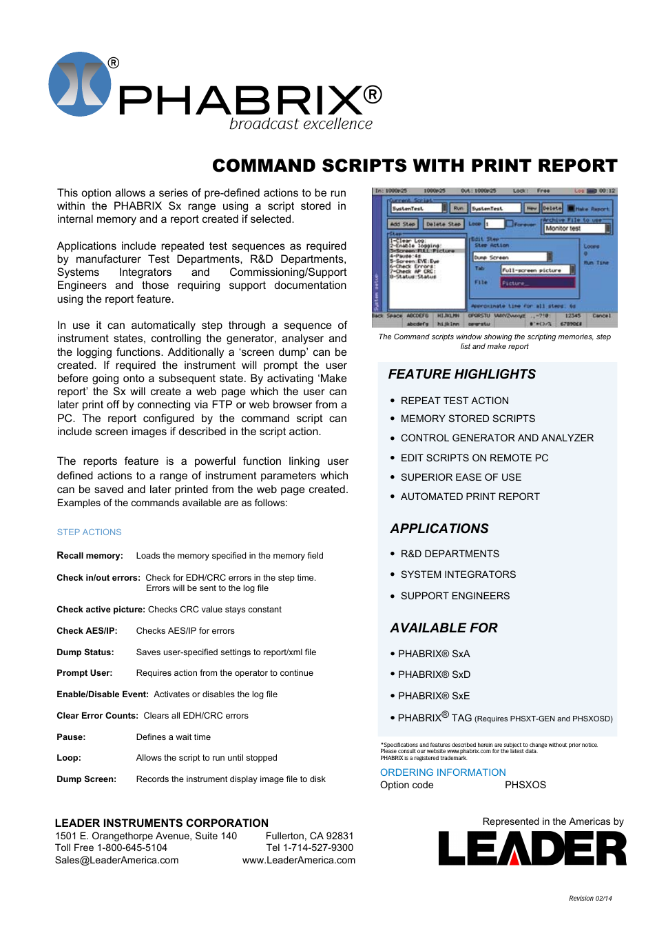 PHABRIX COMMAND SCRIPTS WITH PRINT REPORT