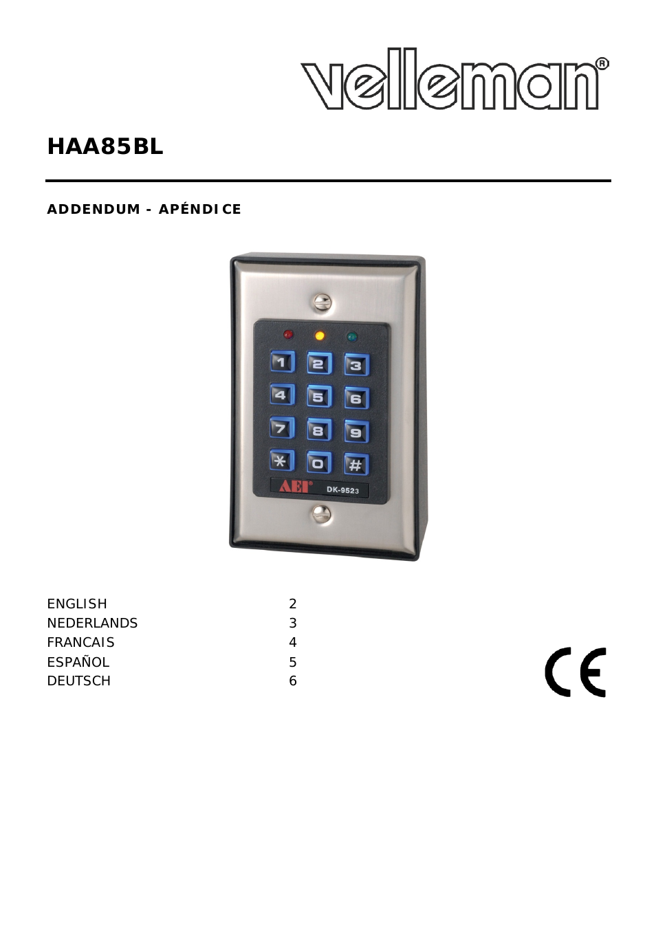 HAA85BL Setting Master Code and User Code