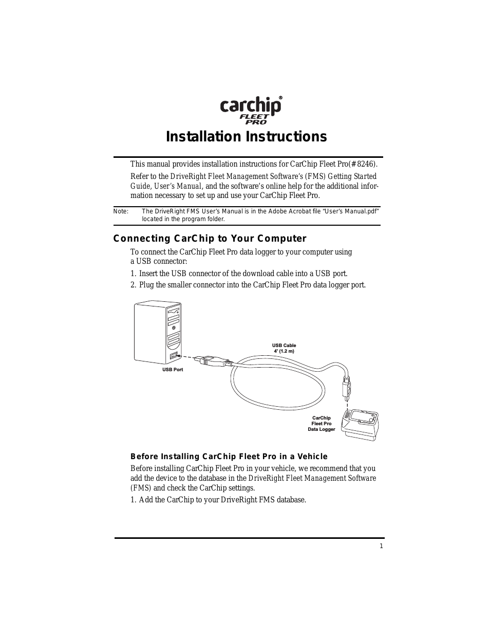 CarChip Fleet Pro Instruction Manual (8246)