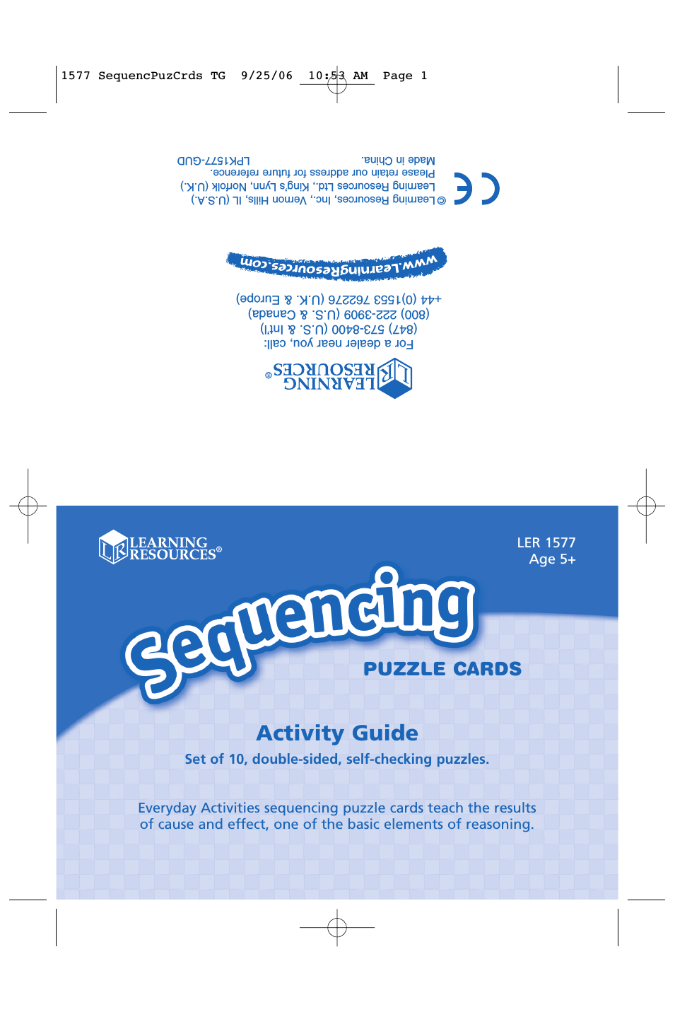 Sequencing Puzzle Cards LER 1577