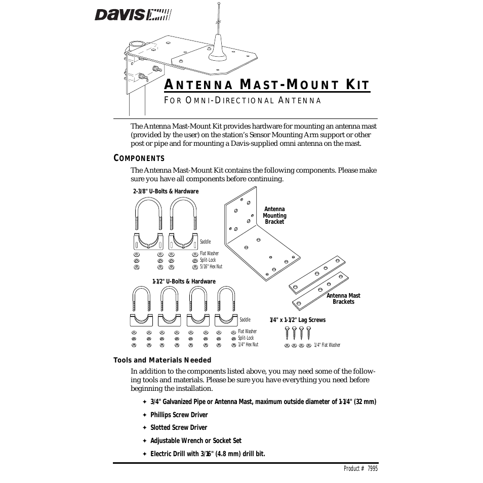Antenna Mast-Mount Kit for Omni-Directional Antenna