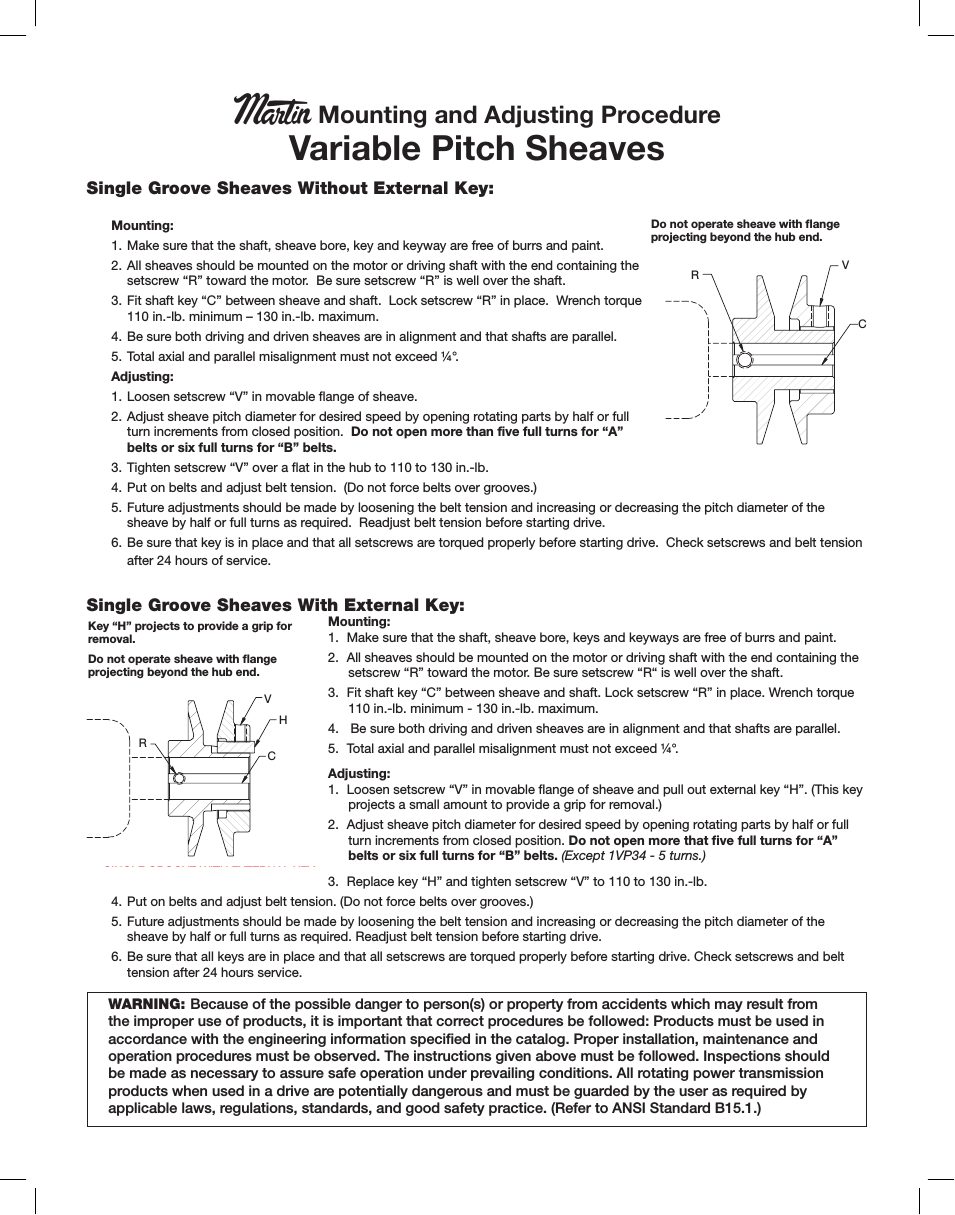 Variable Pitch Sheaves