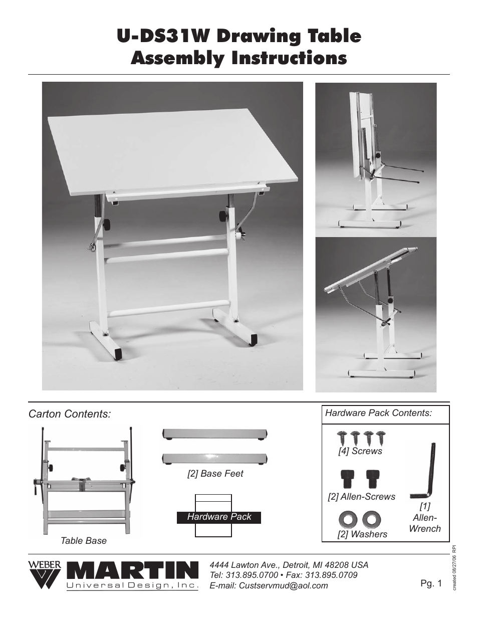 U-DS31W Drawing Table