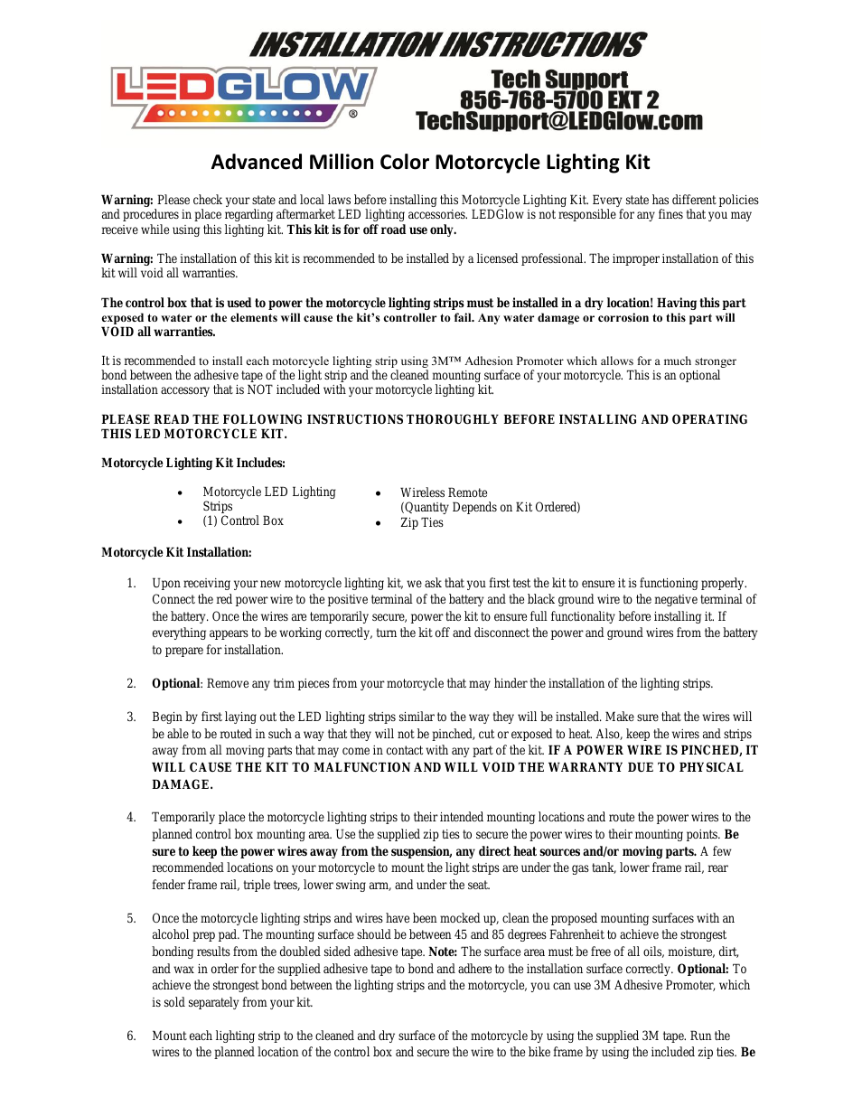 Advanced Million Color Flexible Motorcycle Light Kit