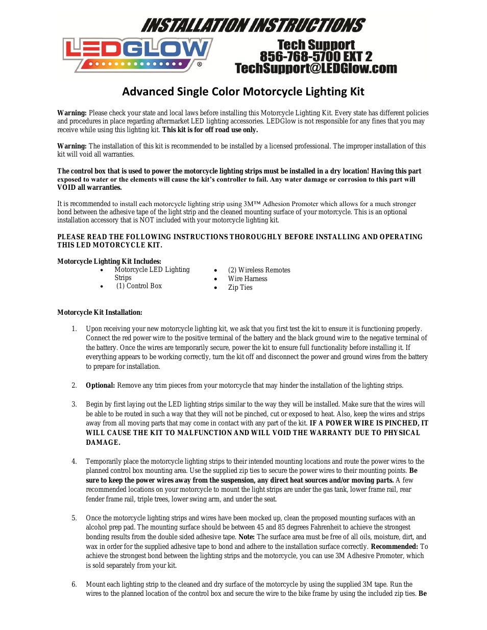 Advanced Single Color Flexible Motorcycle Light Kit