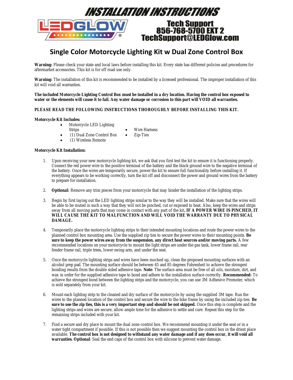 Dual Zone - Single Color Flexible Motorcycle Light Controller