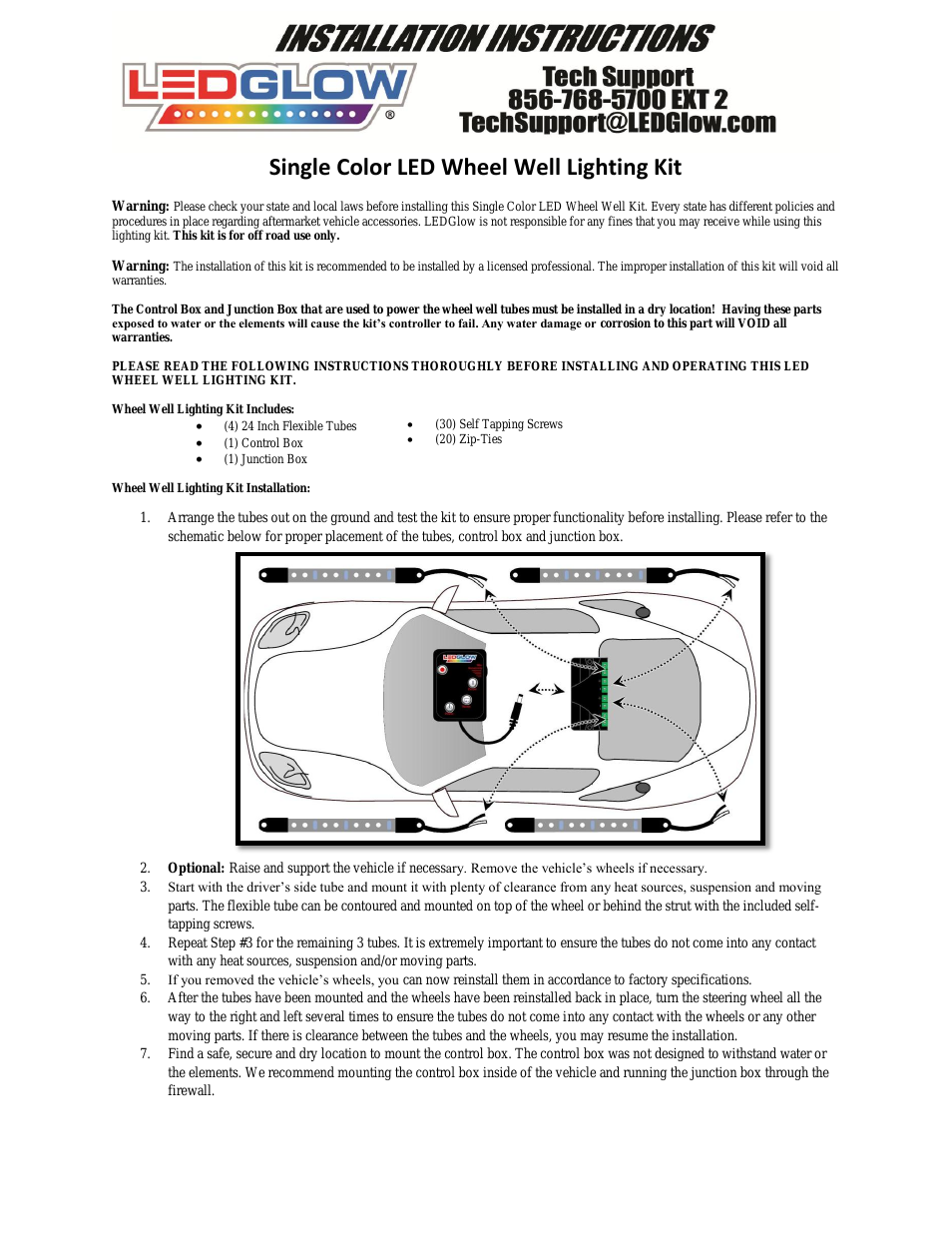 Single Color LED Wheel Well Kit
