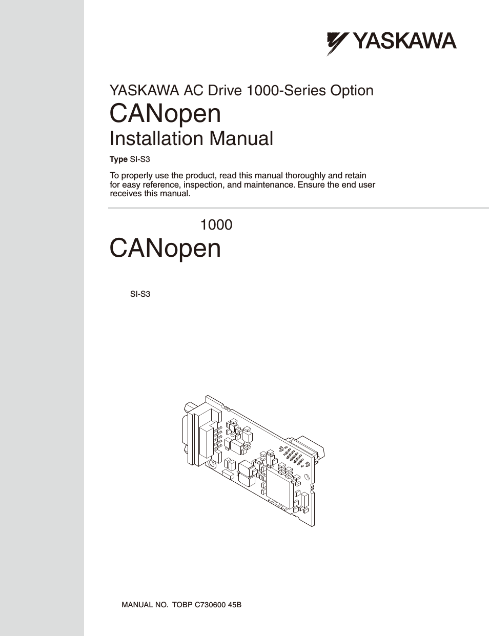 1000 Series Drive Option - CANopen Installation