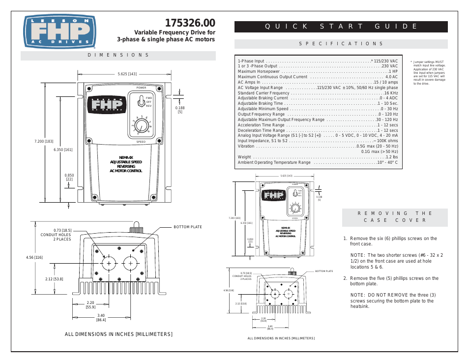 FHP Series NEMA 4x 175326 Quick Start Guide