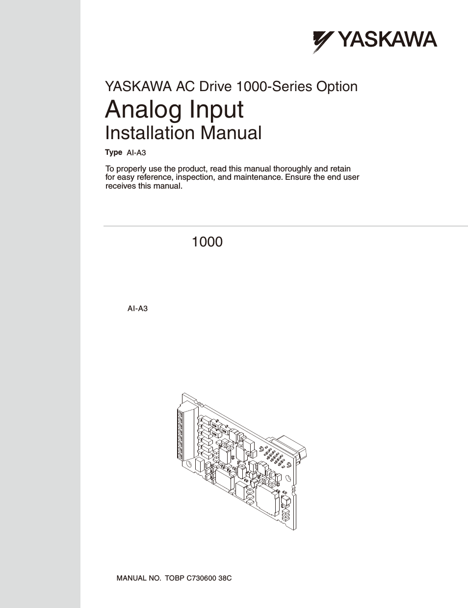 1000 Series Drive Option - Digital Input Installation