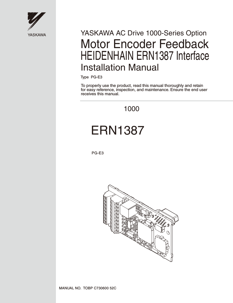 1000-Series Option PG-E3 Motor Encoder Feedback
