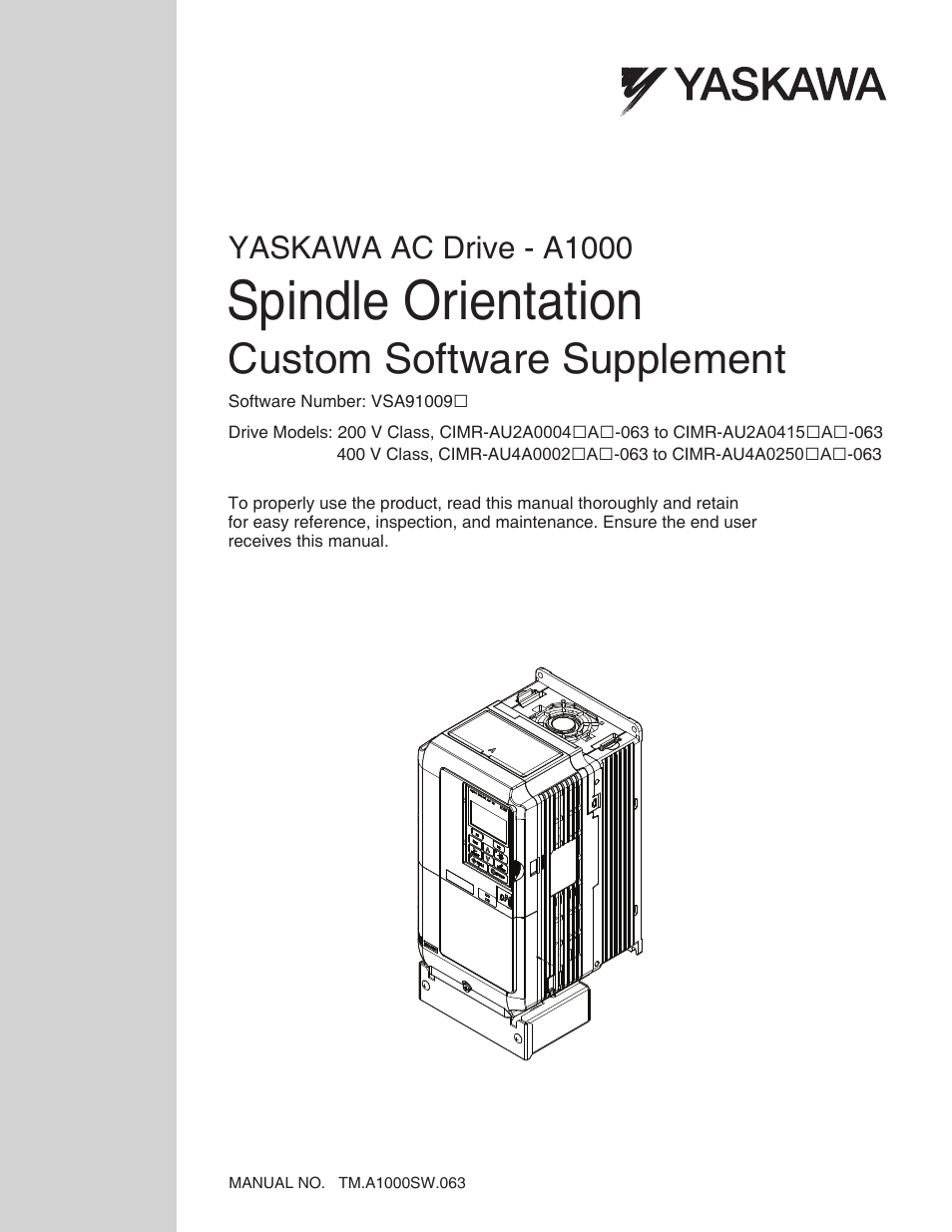 A1000 AC Drive Spindle Orientation