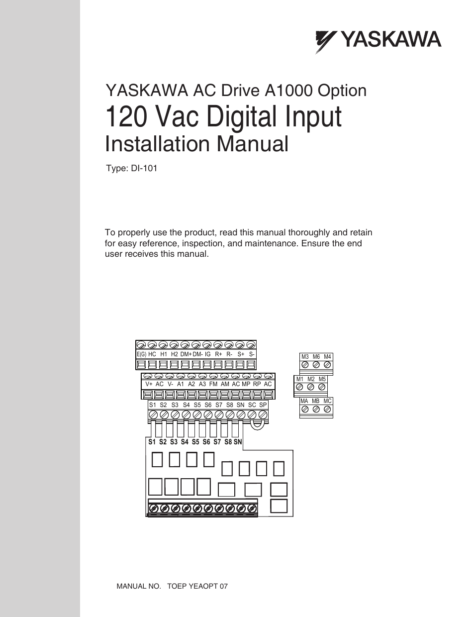 A1000 Option DI-101 120 Vac Digital Input Option