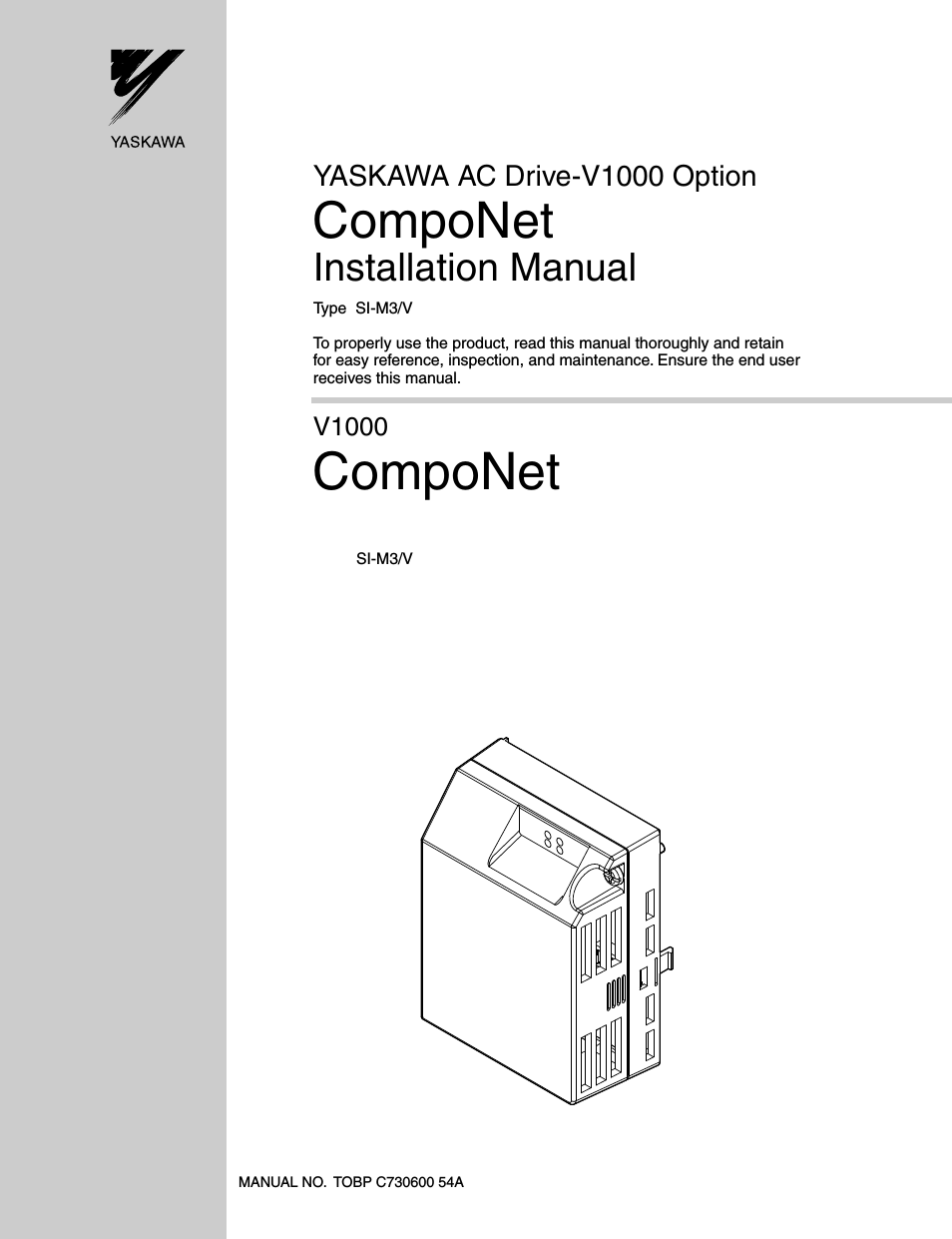 AC Drive V1000-Series Option SI-M3/V CompoNet